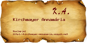Kirchmayer Annamária névjegykártya